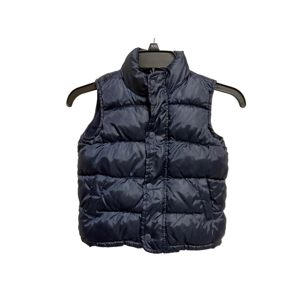 Old‎ Navy 4T Puffer Vest Navy Blue Zip Snap Closure Retro